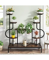 Tribesigns Large Tall Plant Shelf,Wood Indoor Ladder Holder Flower Rack,8-Tier Metal Plant Stand