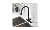 Slickblue Single Handle High Arc Pull-Out Kitchen Faucet Stainless Steel Kitchen Sink Faucet with Pull-Down Sprayer