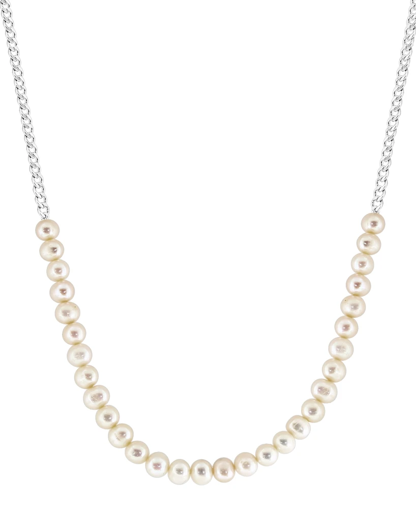 Effy Cultured Freshwater Pearl (6mm) & Cable Chain Collar Necklace in Sterling Silver, 18" + 1" extender