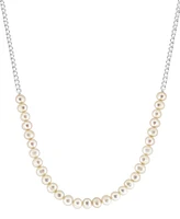 Effy Cultured Freshwater Pearl (6mm) & Cable Chain Collar Necklace in Sterling Silver, 18" + 1" extender