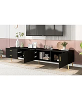 Slickblue Sleek Modern Tv Stand with 5 Sturdy Champagne-Gold Legs for Stylish Living Room Decor