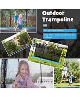 Gymax 8 x 14 Ft Rectangular Recreational Trampoline W/ Safety Enclosure Net Ladder Outdoor
