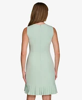 Tommy Hilfiger Petite Round-Neck Pleat-Hem Shift Dress