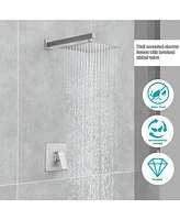 Flynama Wall Mounted 10 in. Rain Shower Head Faucet with Valve