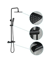 Flynama 3-Spray Patterns with 2.5 Gpm 10 in.Wall Mount Rain Fixed Shower Head with Slide Bar