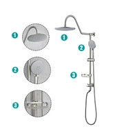 Flynama 5 -Spray Patterns 8 in. Rain Wall Mount Dual Shower Heads with Handheld Shower System