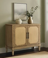 Martha Stewart Collection 36.5" Wood Salina Wide Woven Cane Accent Cabinet