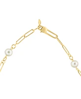 Effy Cultured Freshwater Pearl (7mm) Open Link Chain 18" Collar Necklace in Gold-Plated Sterling Silver