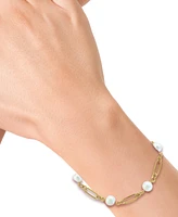 Effy Cultured Freshwater Pearl (7mm) Open Link Chain Bracelet in Gold-Plated Sterling Silver