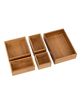 Seville Classics Bamboo Storage Box Drawer Organizer 5 Piece Set