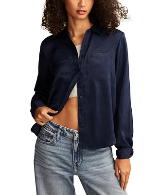 Lucky Brand Women's Hammered-Satin Button-Down Shirt