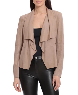 Bagatelle Collection Women's Faux Suede Drape Jacket