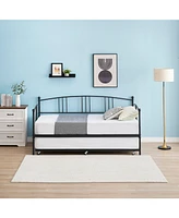 gaomon Twin Rectangular Metal Daybed with Trundle
