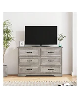gaomon Dresser For Bedroom With 6 Drawers, Wood Drawer Dresser Chest Of Drawers For Closet, Living Room, Hallway, Nursery, Kids Bedroom