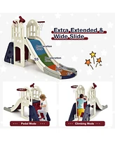 Gymax Outdoor Play house and Slide Set for Kids w/ 7 Pcs Toy Set & Waterproof Cover