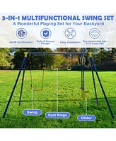Hongge 3-in-1 Outdoor Swing Set for Kids Aged 3 to 10