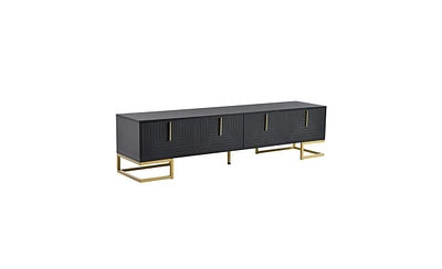 Slickblue Modern Tv Stand with Metal Legs and Gold Handles for TVs Up to 80 Inches, Stylish and Durable Design