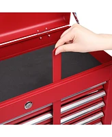 Slickblue Heavy-Duty Steel Tool Cart Cabinet with 5 Lockable Drawers - 330lb Capacity in Red for Secure Storage