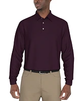 Pga Tour Men's Long Sleeve Jacquard Polo Shirt