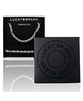 Lucky Brand Stainless Steel Rope Chain Necklace & Bracelet Set - Classic Jewelry for Men