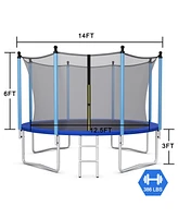 Gymax 14FT Jumping Exercise Recreational Bounce Trampoline for Kids W/Safety Enclosure