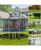 Gymax 15FT Jumping Exercise Recreational Bounce Trampoline for Kids W/Safety Enclosure