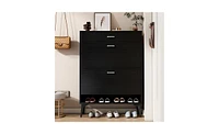 Slickblue Shoe Cabinet with Storage Shelves - Stylish Organizer for Footwear Entryway or Closet