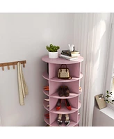 Slickblue Pink 360° Rotating Shoe Cabinet with 6 Layers - Space-Saving Shoe Storage