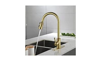 Slickblue Single Handle High Arc Pull-Out Kitchen Faucet Modern Design for Effortless Kitchen Use