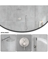 Flynama 2-Handle 1-Spray Round Faucet with 10 in. Rain Shower Headand Handheld Shower Head Set Valve Included