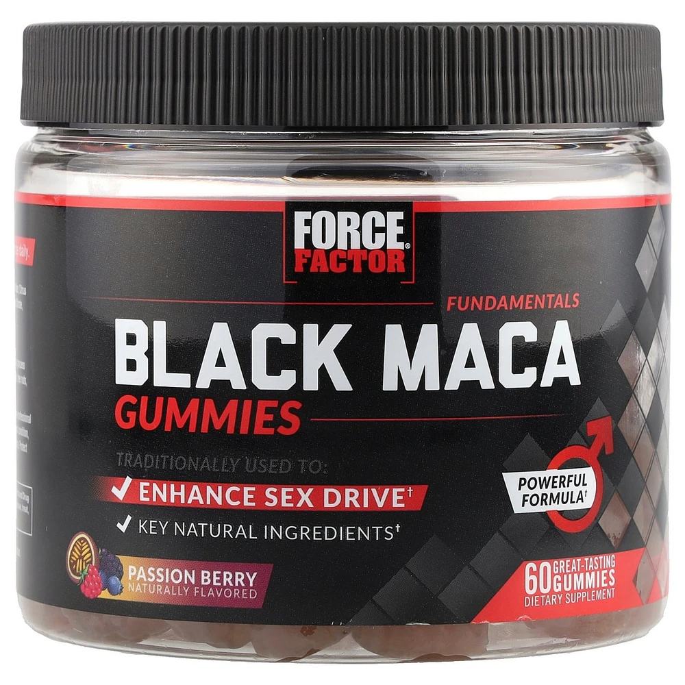 Force Factor Black Maca Gummies, Black Maca Root to Enhance Vitality in Men & Women, Increase