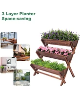 Slickblue 3-Tier Freestanding Wooden Planter Box Container for Gardening and Outdoor Decor