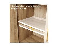 gaomon Sideboard Buffet Kitchen Storage Cabinet with Rattan Doors, Modern Rattan Storage Cabinet Free Standing Accent Cabinet for Living Room, Hallway