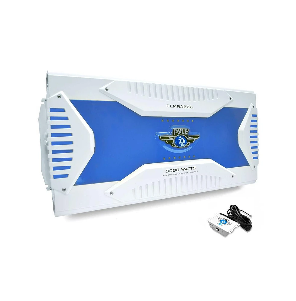 Pyle 8-Channel Elite Series Marine Amplifier - 3000W Waterproof Bridgeable Amp (PLMRA820)