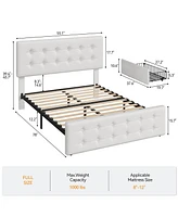 gaomon Full Bed Frame with Headboard and 4 Storage Drawers