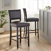 Contemporary Upholstered Bar Stool with Nailhead Trim,Rubberwood Legs,2PK-The Pop Home