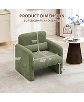 gaomon Modern Accent Chair, Chenille Upholstered Single Sofa Chair with Arms and Waist Pillow, Comfy Reading Armchair for Bedroom, Living Room, Office