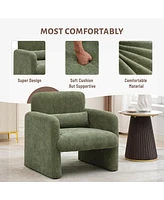 gaomon Modern Accent Chair, Chenille Upholstered Single Sofa Chair with Arms and Waist Pillow, Comfy Reading Armchair for Bedroom, Living Room, Office