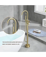 Flynama Freestanding 2-Handle Floor Mounted Roman Tub Faucet Bathtub Filler with Hand Shower