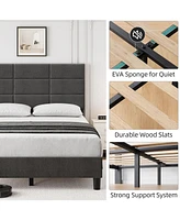 gaomon Twin Size Bed Frame with Adjustable Headboard, Linen Upholstered Twin Platform Bed Frame