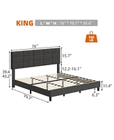 gaomon King Size Bed Frame with Adjustable Headboard, Linen Upholstered Twin Platform Bed Frame