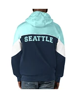 Men's Starter Navy, Light Blue Seattle Kraken Power Forward Full-Zip Hoodie