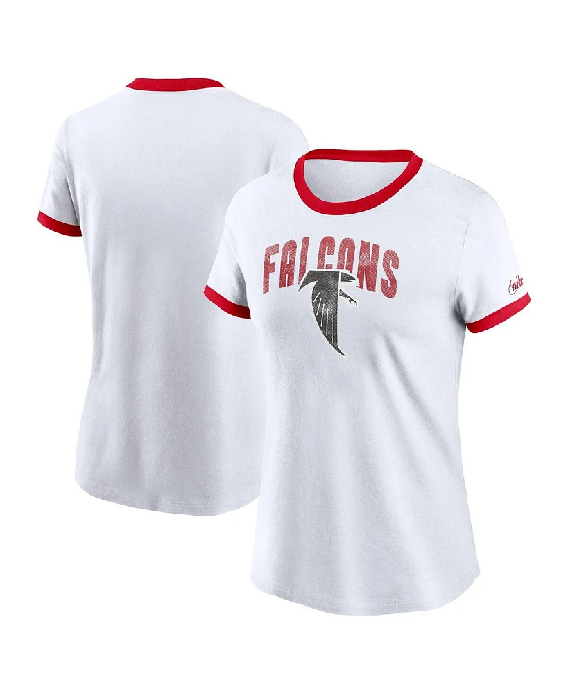 Nike Women's White Atlanta Falcons Rewind Ringer Tri-blend T-shirt