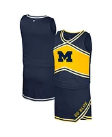 Colosseum Big Girls Navy Michigan Wolverines Cheerleader Top Skirt Set