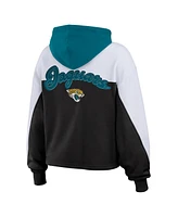 Wear by Erin Andrews Women's Black/White Jacksonville Jaguars Color Block Full-Zip Hoodie