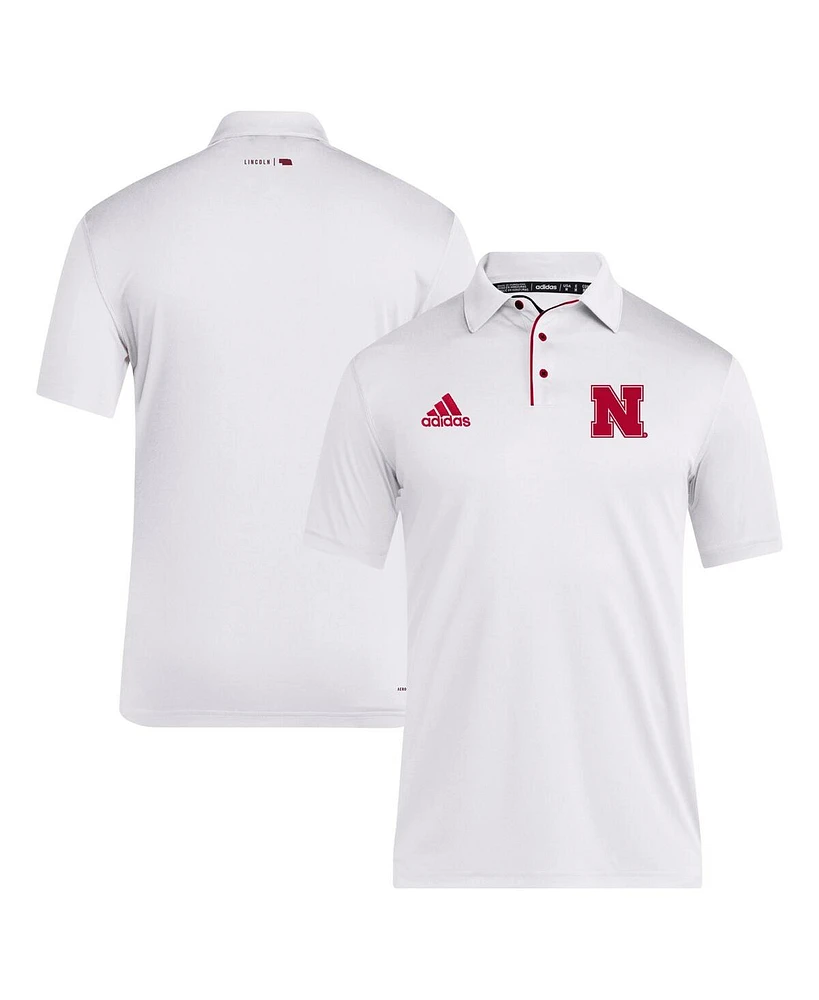 Adidas Men's White Nebraska Huskers 2024 Coaches Aeroready Polo