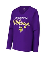 G-iii 4Her by Carl Banks Women's Purple Minnesota Vikings Post Season Long Sleeve V-Neck T-Shirt