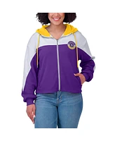 Wear by Erin Andrews Women's Purple/White Minnesota Vikings Plus Color Block Full-Zip Hoodie