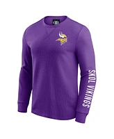 Fanatics Men's Purple Minnesota Vikings Washed Waffle-Knit Long Sleeve T-Shirt