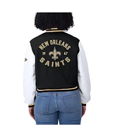 Wear by Erin Andrews Women's Black/White New Orleans Saints Varsity Full-Zip Jacket